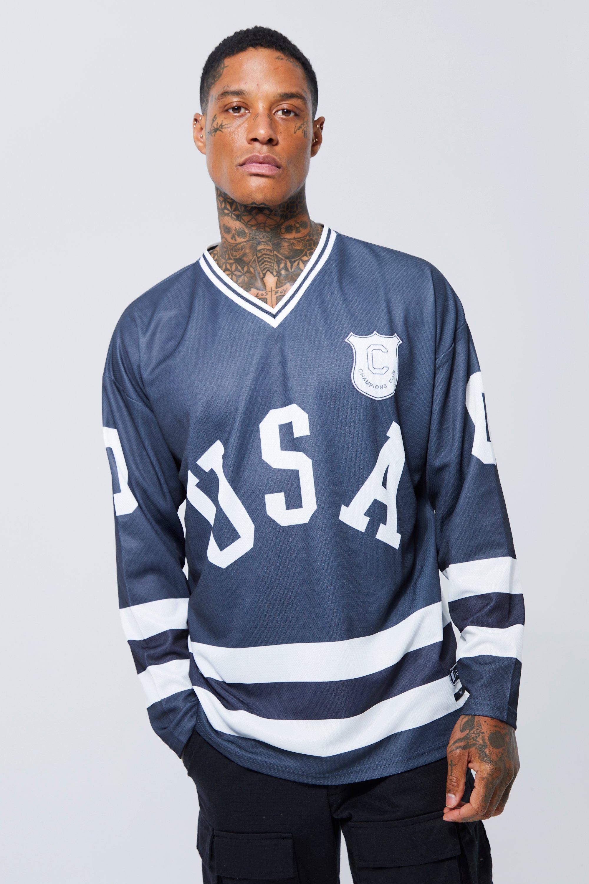 Oversized Varsity Usa Mesh Hockey Jersey Top | boohooMAN USA Oversized Varsity Usa Mesh Hockey Jersey Top | boohooMAN USA